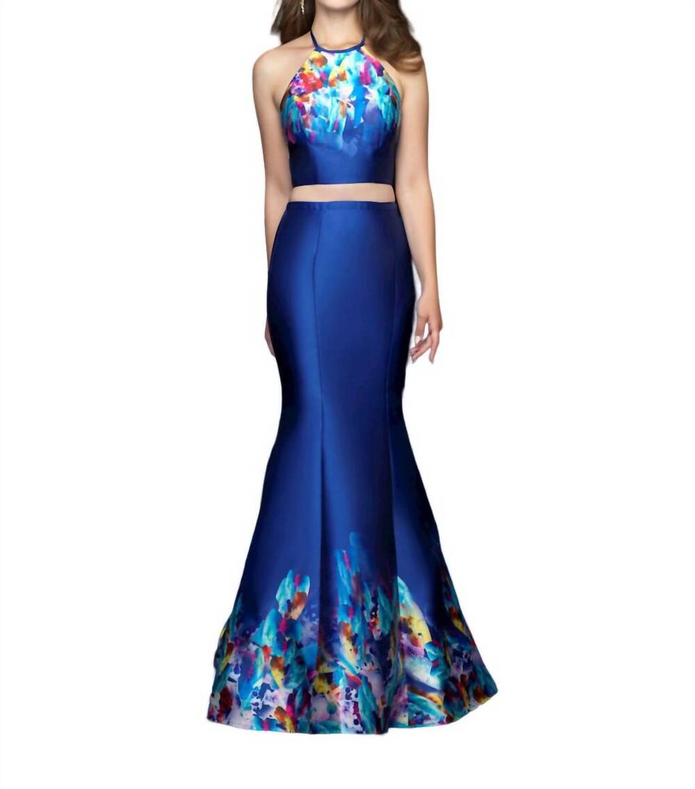 NEW MADISON JAMES 2pc mikado gown in royal